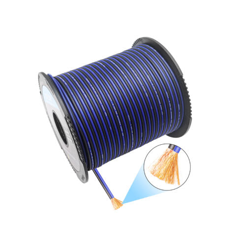 Recoil RS16-300 True-spec Speaker Wire 100m 16AWG CCA Frosted Blue/Black