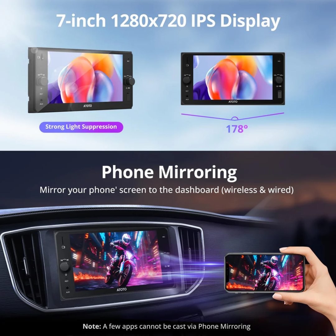ATOTO A5LTYB7T 7" Toyota 200mm Android Head Unit – Wireless CarPlay & Android Auto, 2GB+32GB, DSP EQ