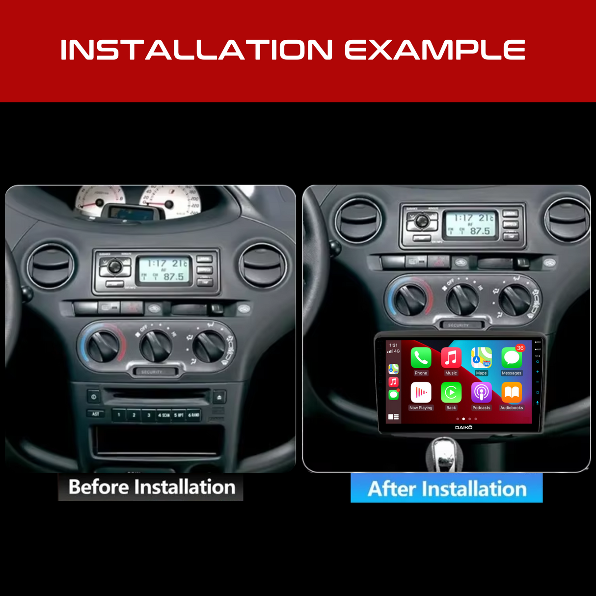 Daiko Multimedia Unit Wireless Carplay Android Auto For 1999 - 2005 Toyota Vitz / Yaris / Echo