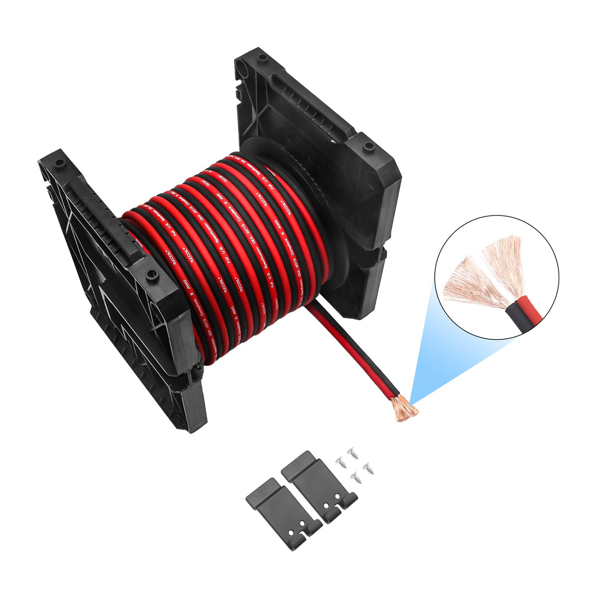 Recoil SW8-80 Echo PRO spool speaker wires 80 feet of 8 AWG735 strands of OFC Frosted