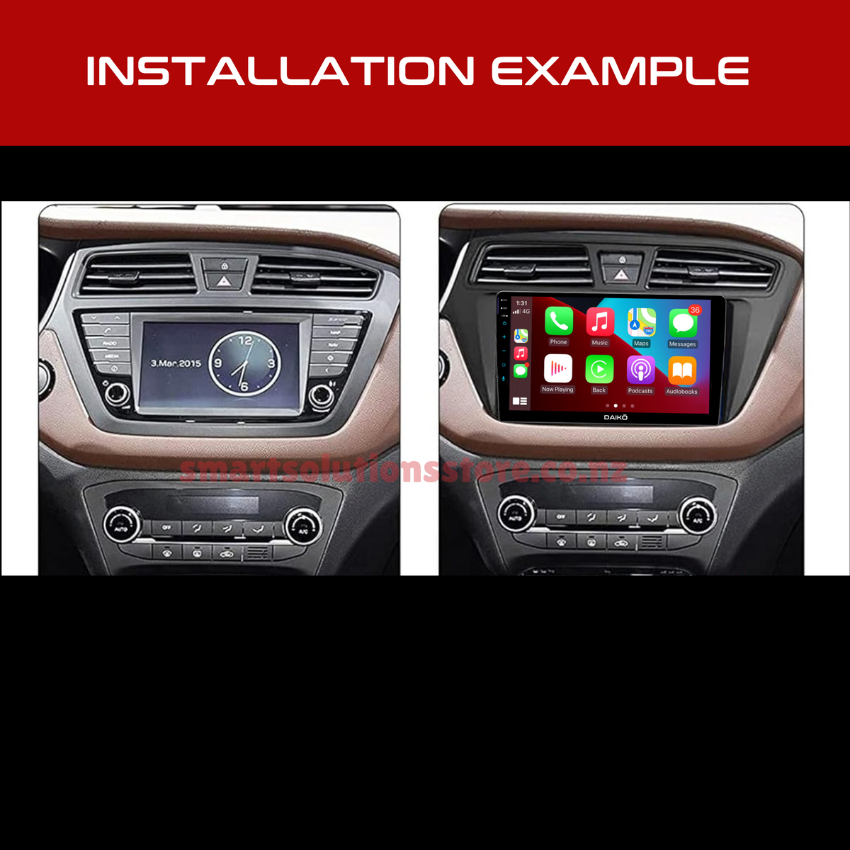 Daiko Multimedia Unit Wireless Carplay Android Auto For Hyundai i20 2017+