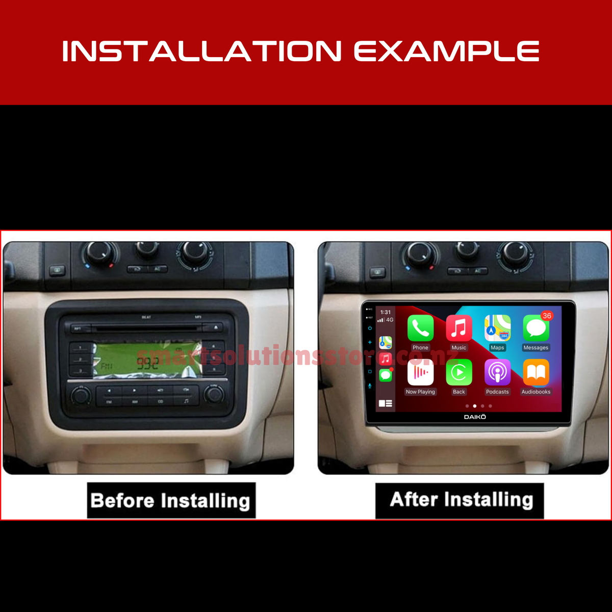 Daiko Multimedia Unit Wireless Carplay Android Auto For Skoda Fabia 2008-2014
