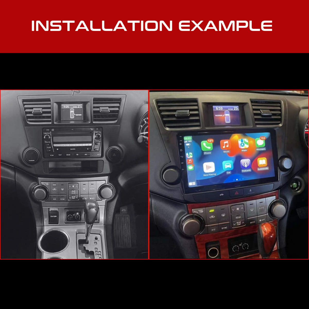 Daiko Car Stereo Wireless Carplay Android Auto For TOYOTA Highlander 2007-2015