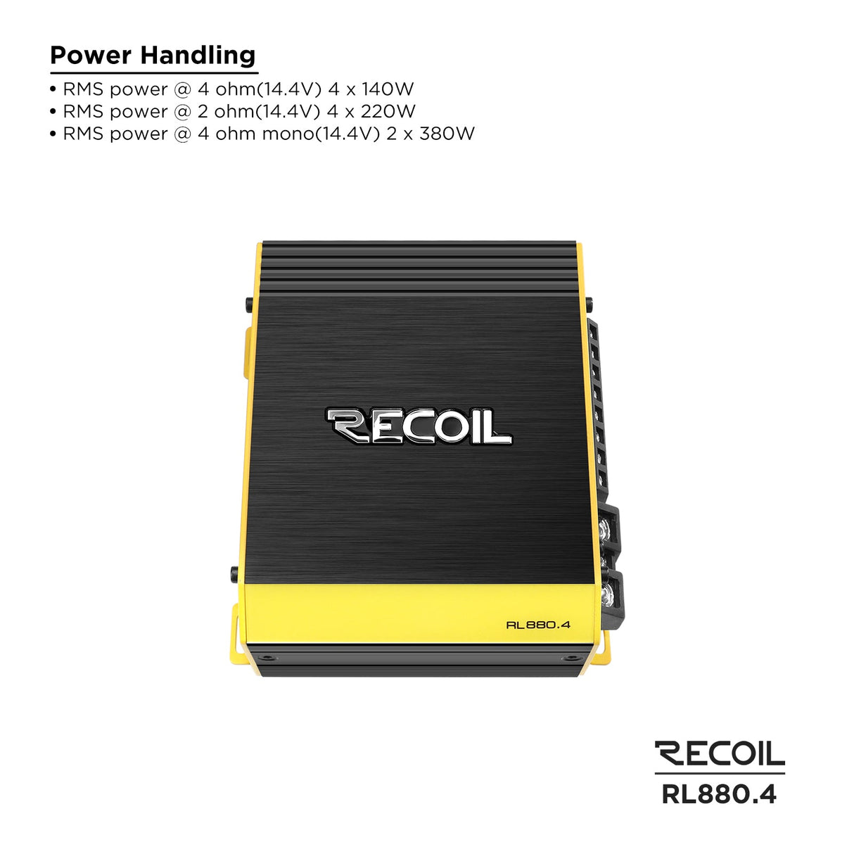Recoil RL880.4 L-3 Series 880 WATTS FULL RANGE CLASS-D 4-CHANNEL AMPLIFIER