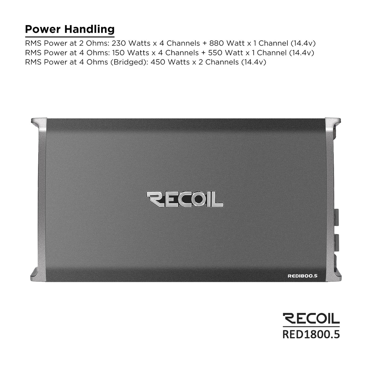 Recoil RED1800.5 Class-D Car Audio 5-Channel Amplifier 1800W