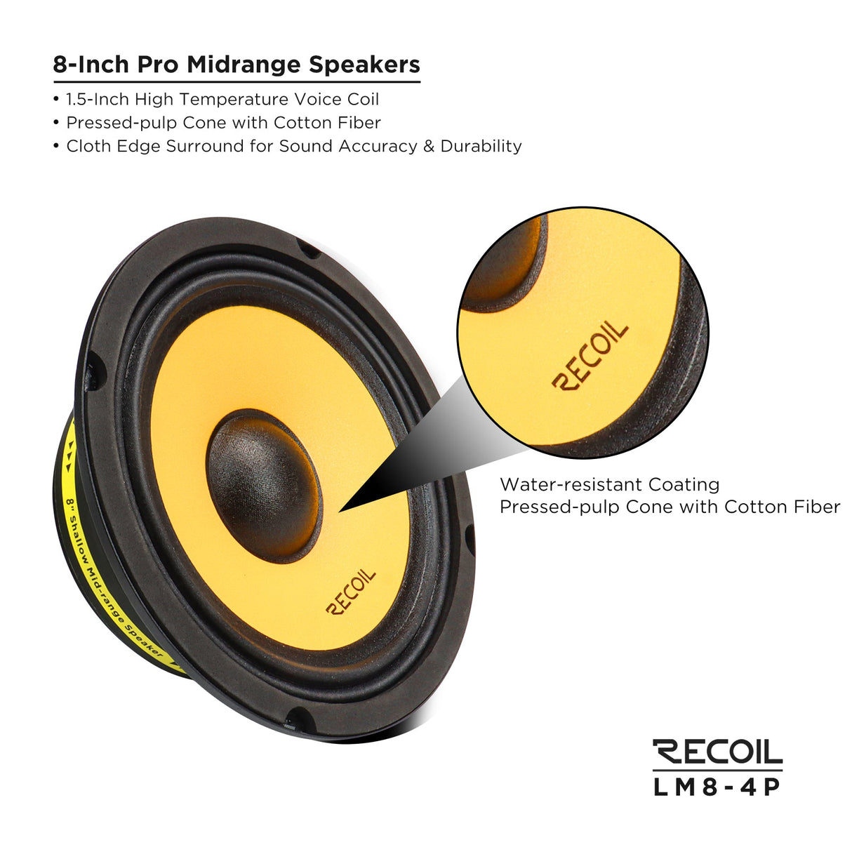 Recoil LM8-4P PRO AUDIO PRO AUDIO MIDRANGE SPEAKER Peak Power 320W RMS