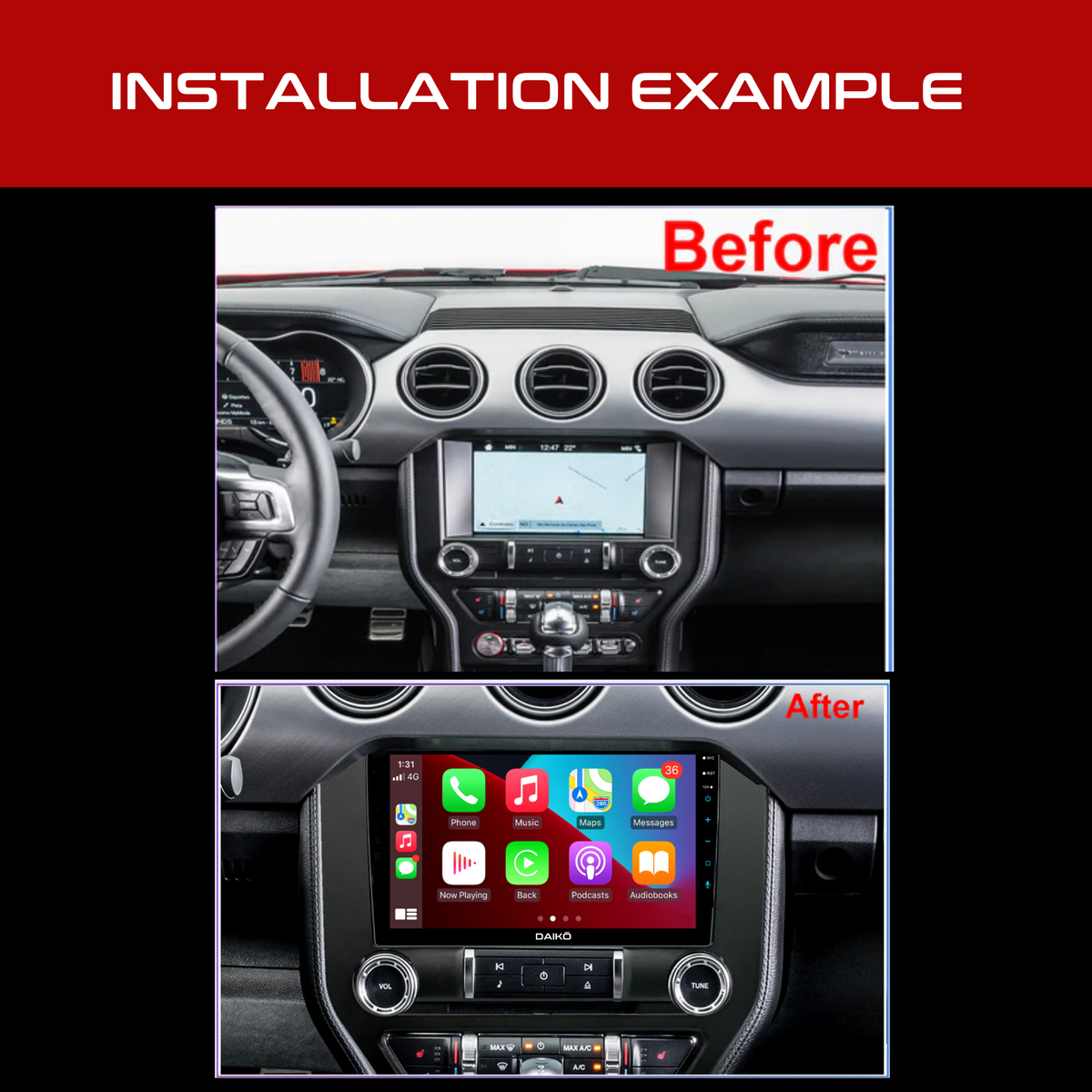 Daiko Multimedia Unit Wireless Carplay Android Auto For Ford Mustang 2015-2020