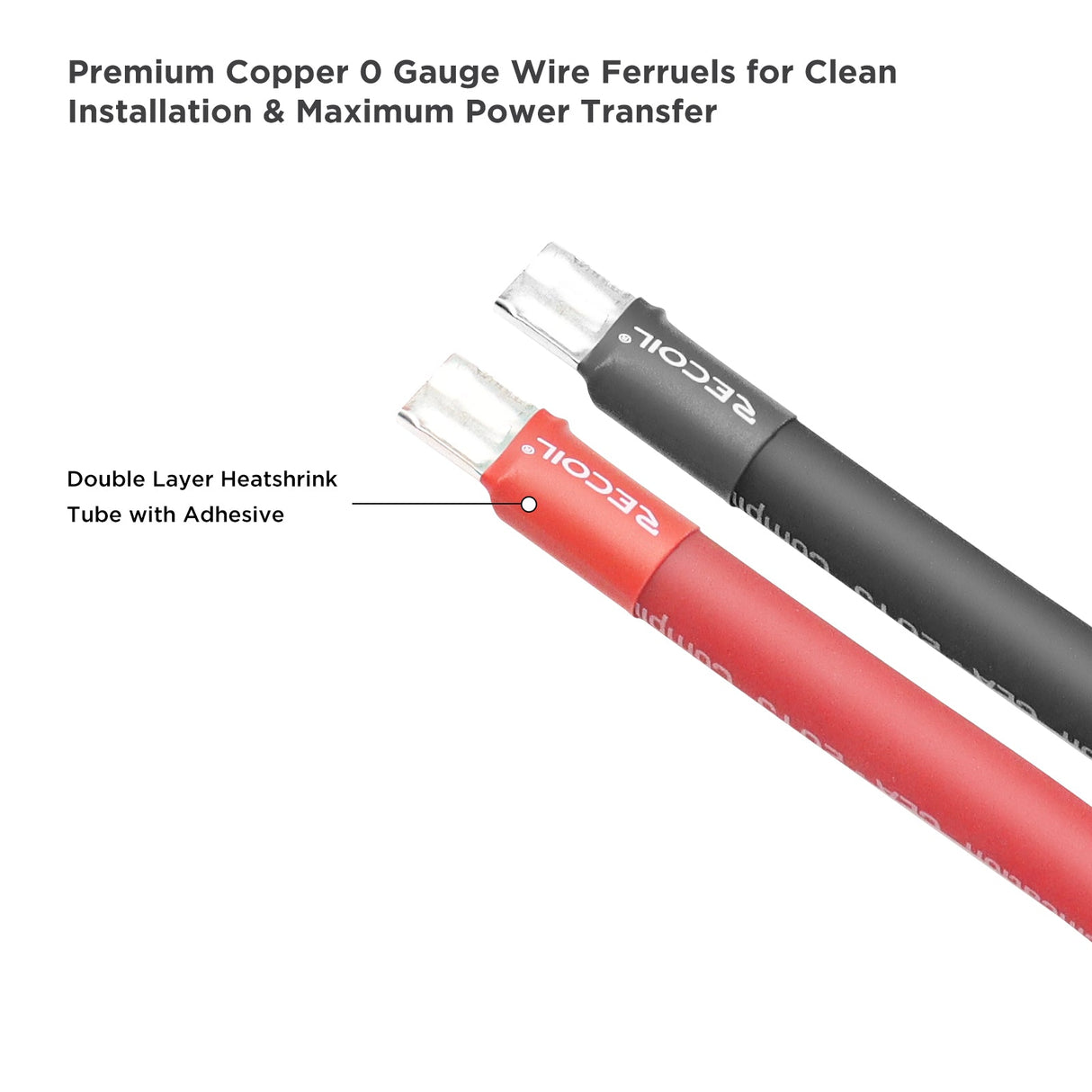 Recoil WF012 FERRULES & HEAT SHRINK TUBING KITS1/0 AWG wire ferrules (12pcs) 6 pieces