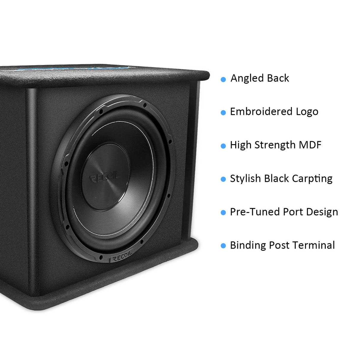 Recoil RS12K Single 12inch Complete Subwoofer and Amplifier Bass Package 4AWG Wiring Kit