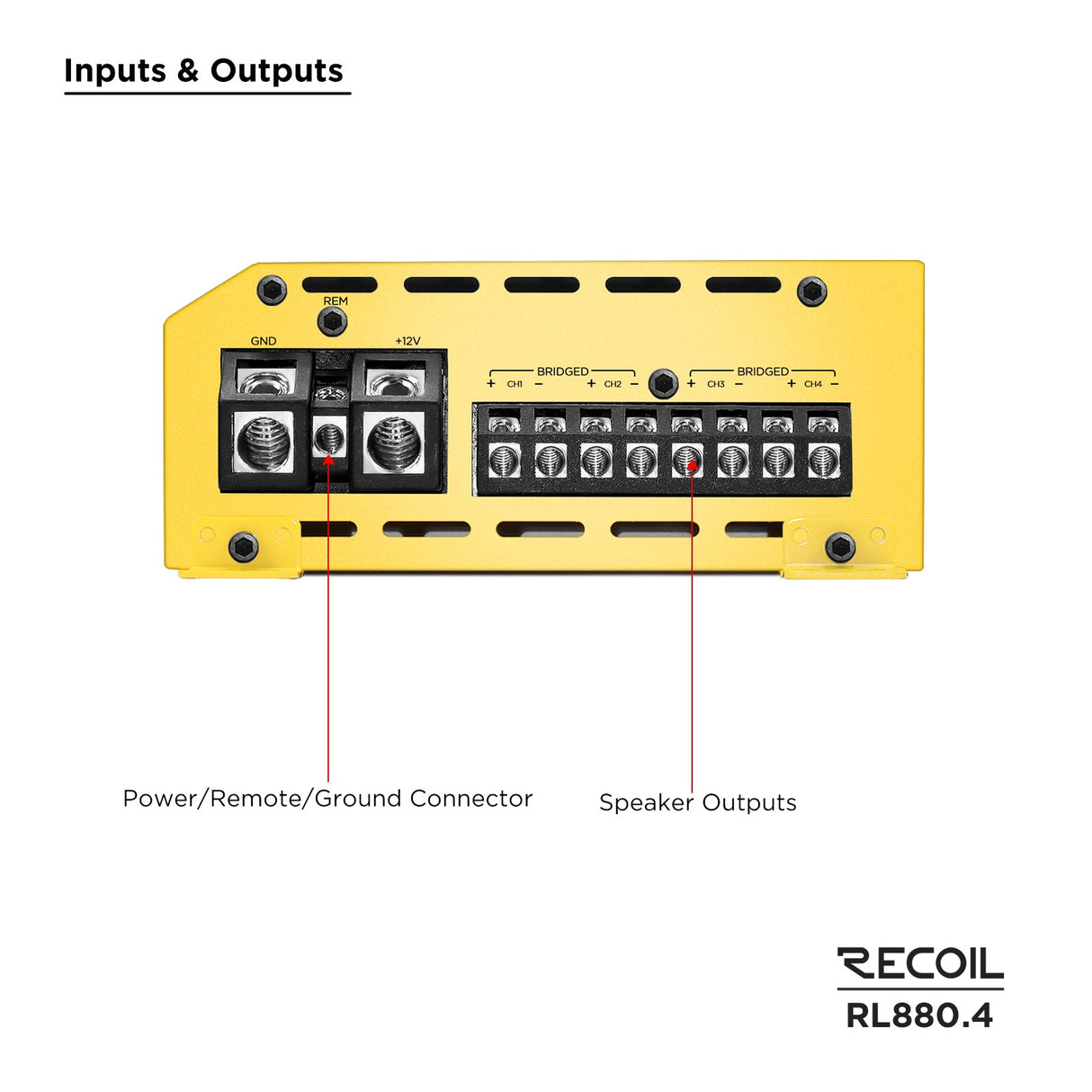 Recoil RL880.4 L-3 Series 880 WATTS FULL RANGE CLASS-D 4-CHANNEL AMPLIFIER
