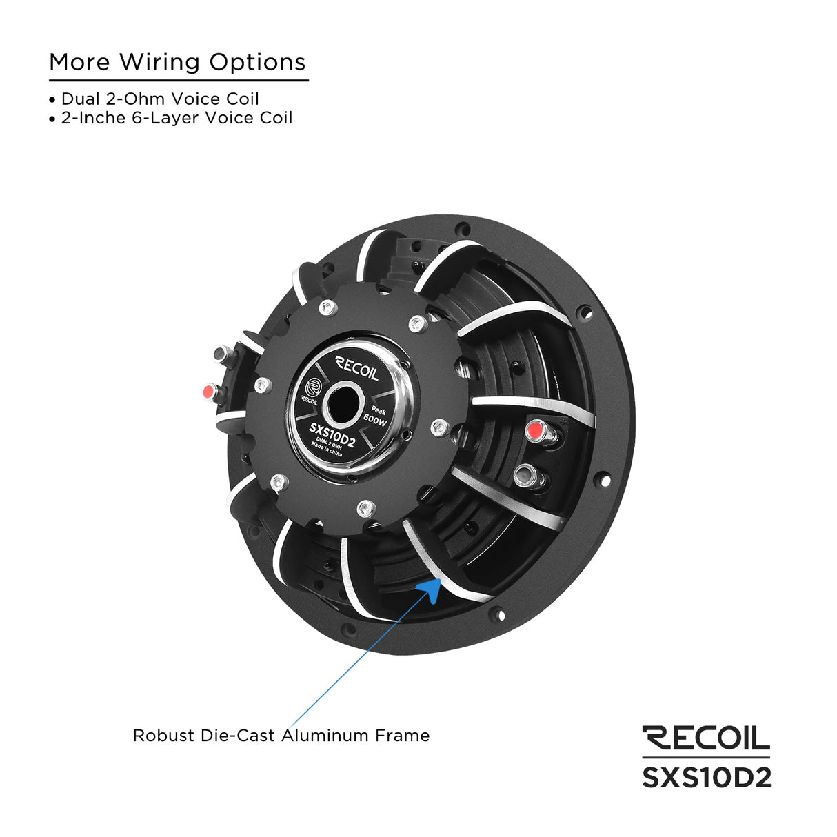 Recoil SXS10D2 Shallow Car Subwoofer 10" 600W Max