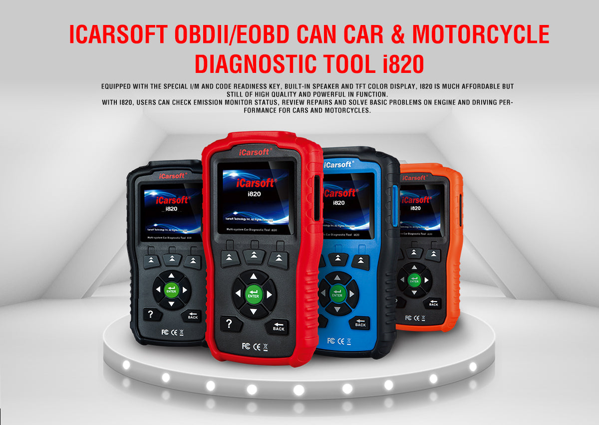 Motorcycles And Cars Diagnostic Tool iCarsoft i820 with Motorcycle Main Cable