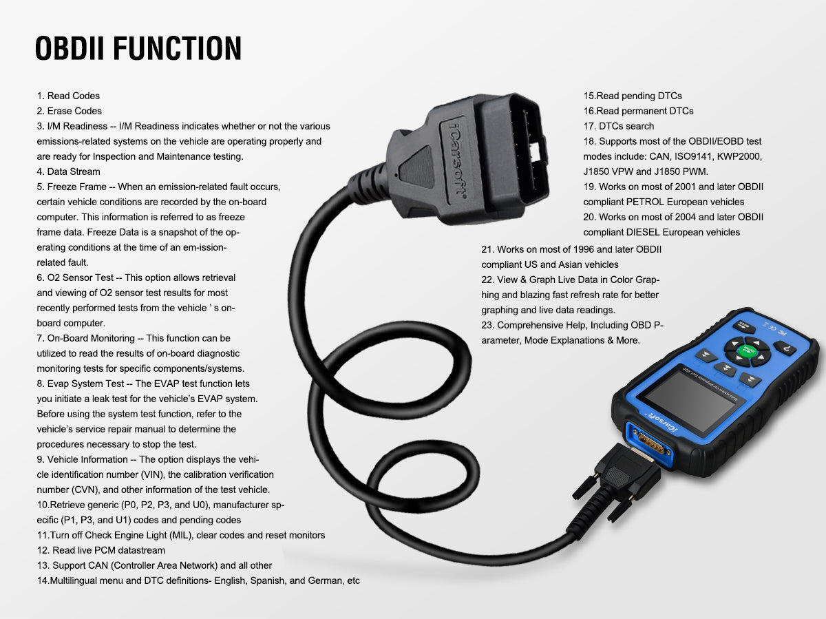 Motorcycles And Cars Diagnostic Tool iCarsoft i820 with Motorcycle Main Cable