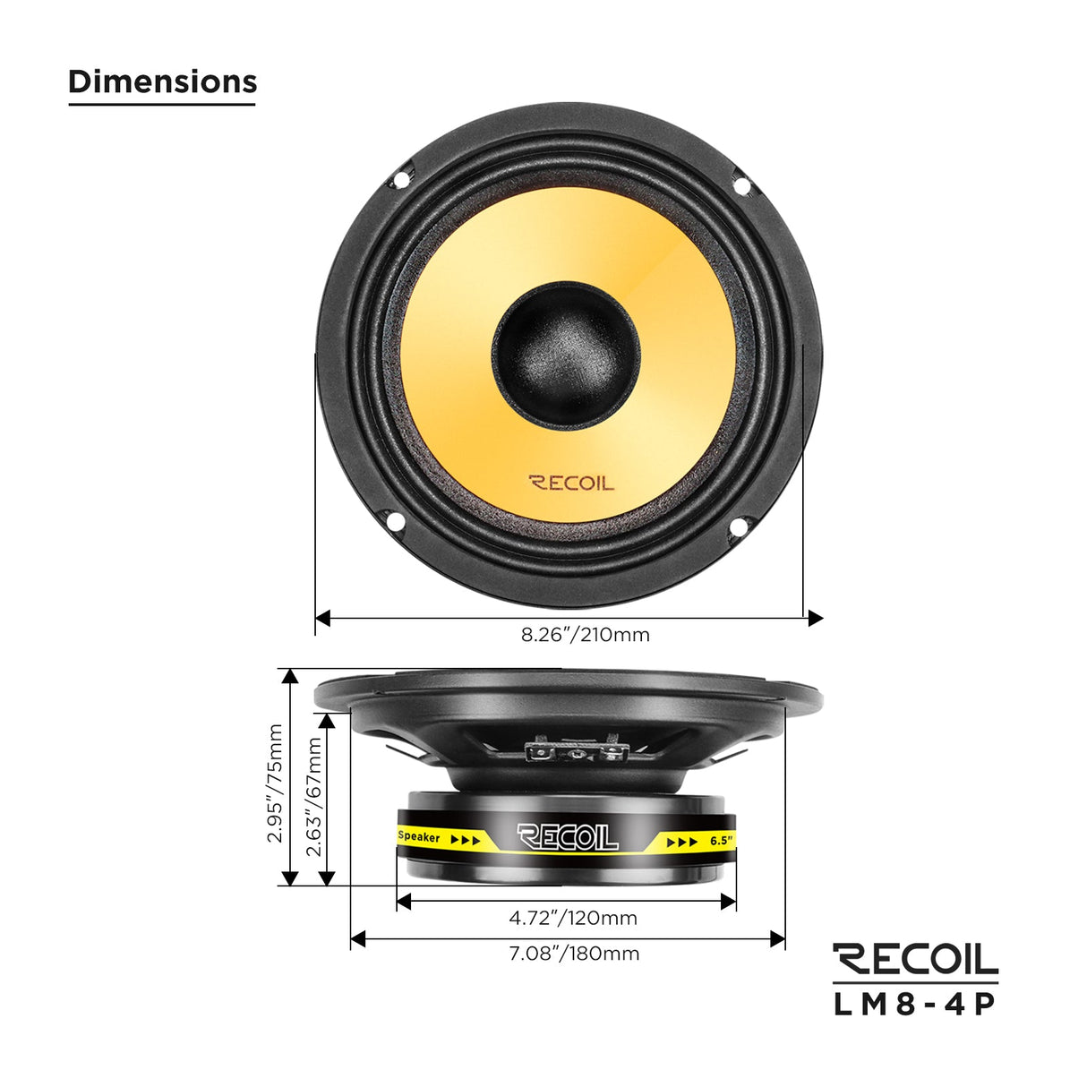 Recoil LM8-4P PRO AUDIO PRO AUDIO MIDRANGE SPEAKER Peak Power 320W RMS