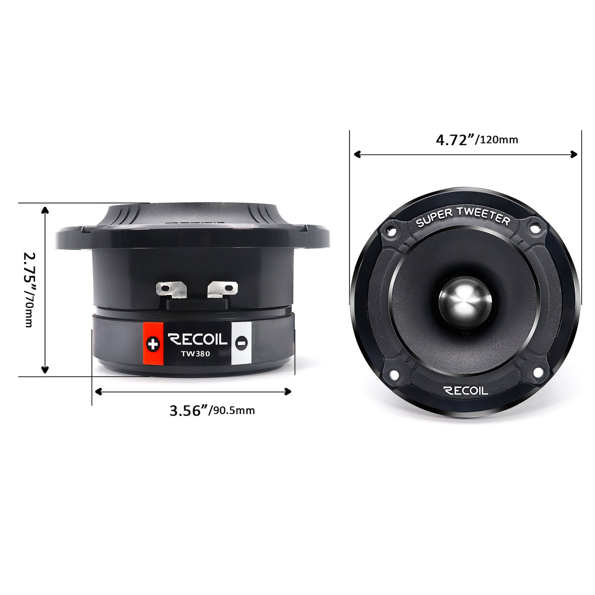 Recoil TW380 4-INCH BULLET SUPER TWEETER Peak 360W RMS 180W