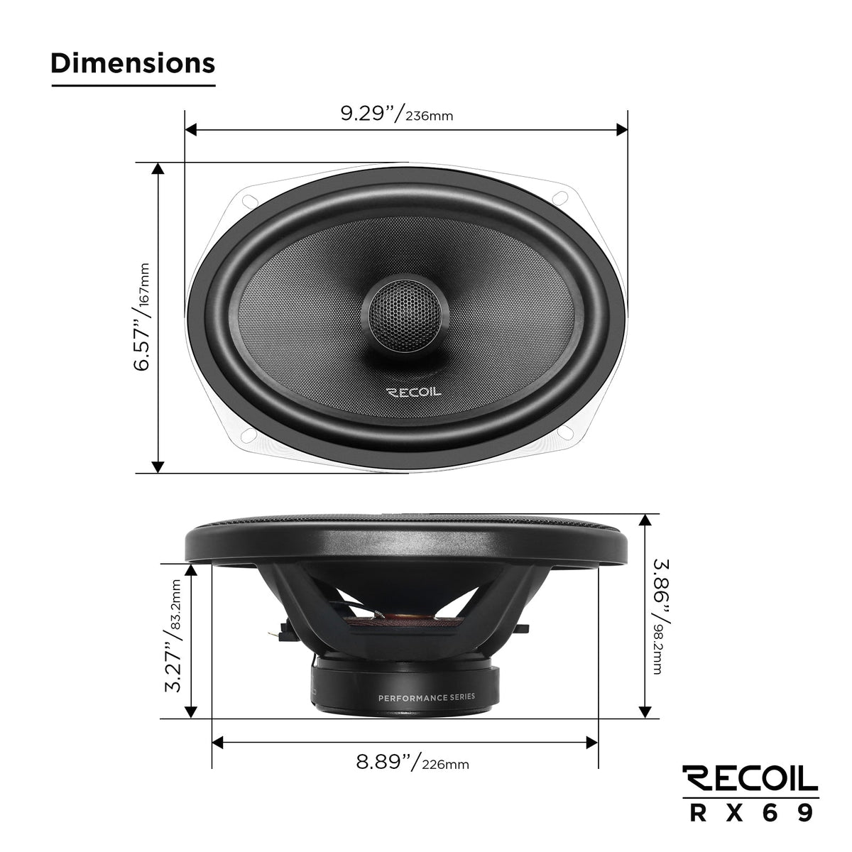 Recoil Echo Pro RX69 6"X9" Coaxial Speakers 180W Max