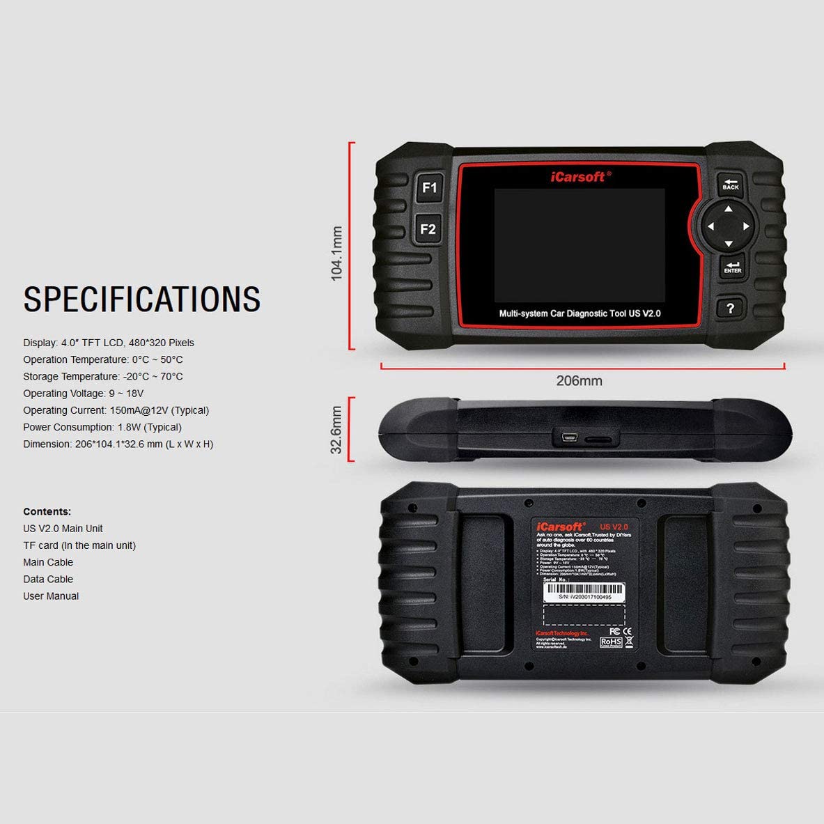 Car Diagnostic Tool iCarsoft US V2.0