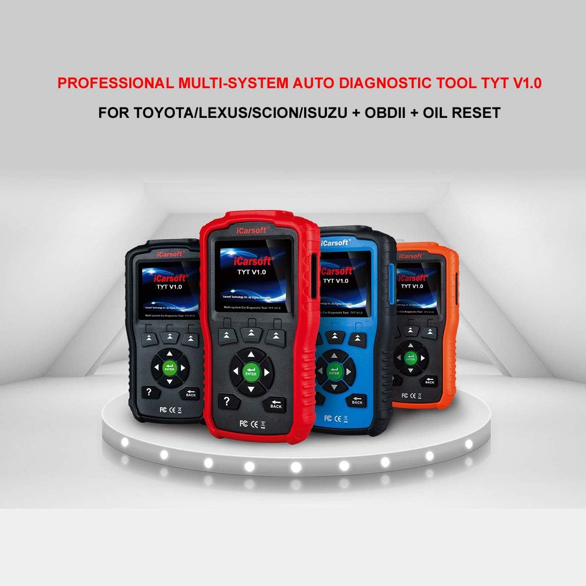 iCarsoft TYT V1.0 Diagnostic Scanner for Toyota Lexus Scion Isuzu OBD2 Cars, Red