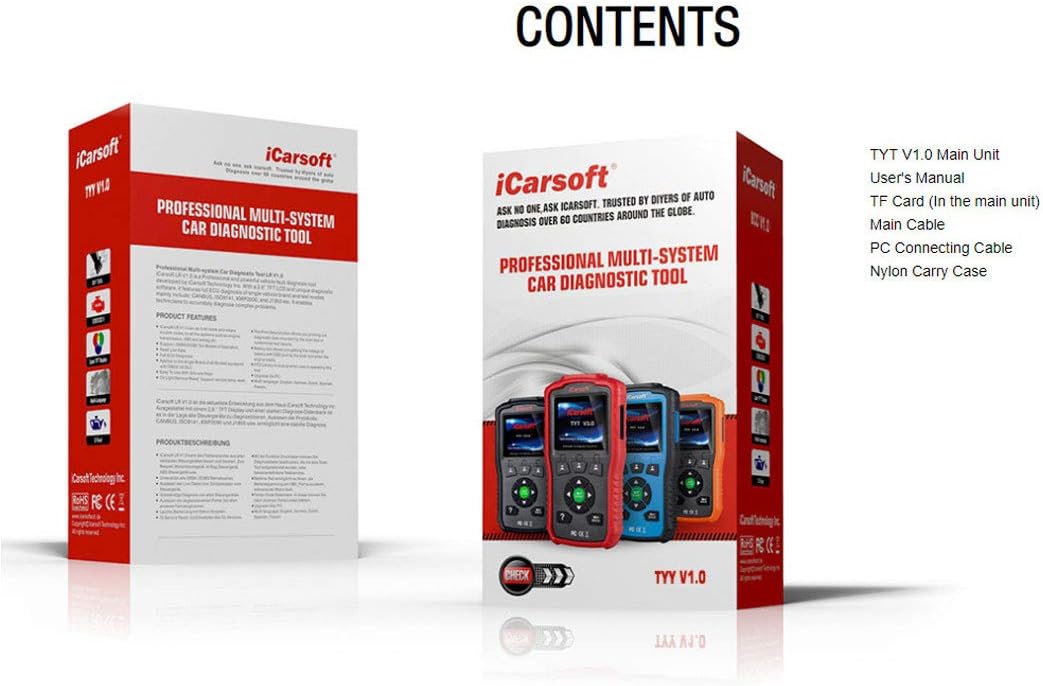 iCarsoft TYT V1.0 Diagnostic Scanner for Toyota Lexus Scion Isuzu OBD2 Cars, Red