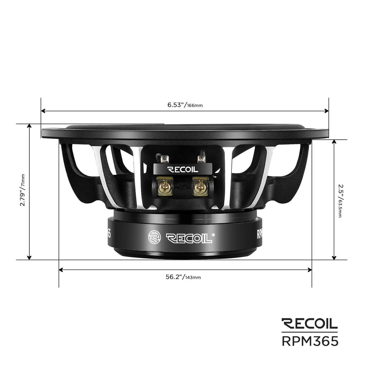 Recoil RPM365 6.5 Inch 3-Way Component Speaker Echo Pro Premium