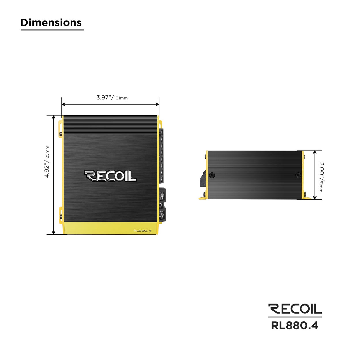 Recoil RL880.4 L-3 Series 880 WATTS FULL RANGE CLASS-D 4-CHANNEL AMPLIFIER