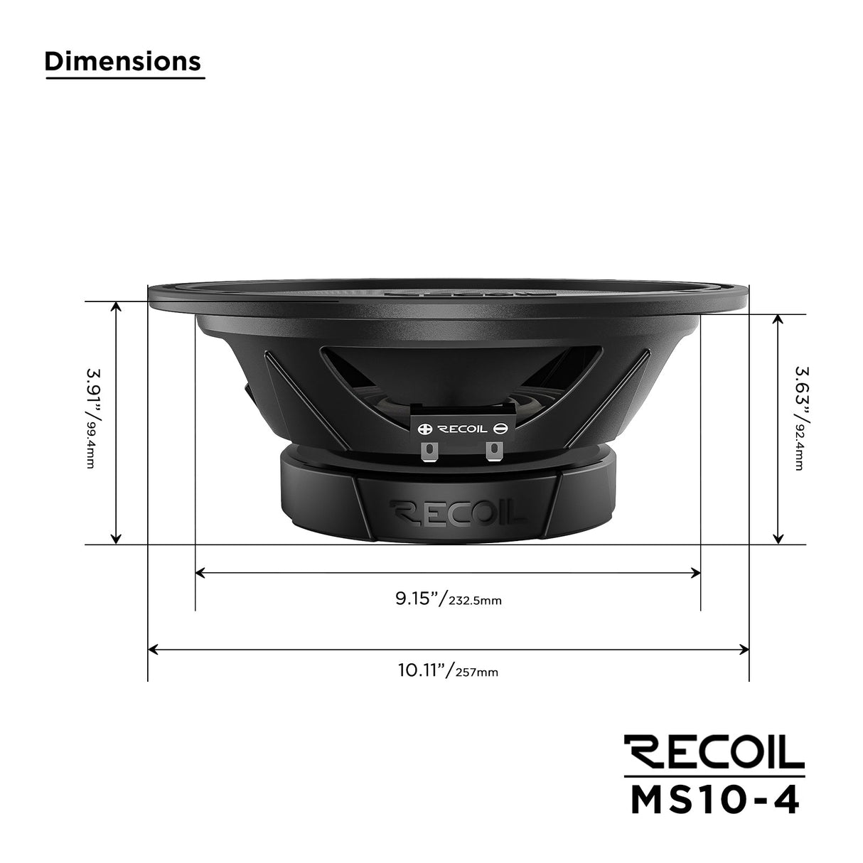 Recoil MS10-4 PRO AUDIO PRO AUDIO MIDRANGE SPEAKER 1 PIECE Peak Power 500W RMS Power 250W