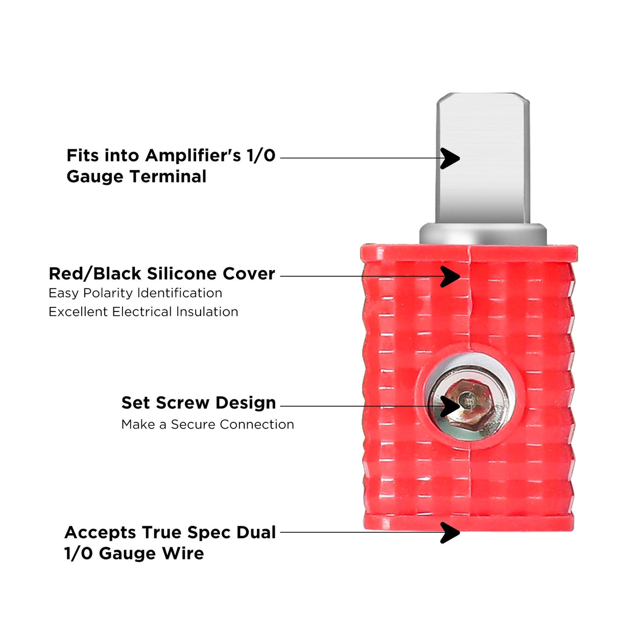 Recoil WRD00 DUAL 1/0 AWG TO 1/0 AWG WIRE REDUCERS Dual 1/0 AWG to 1/0 AWG wire adaptor