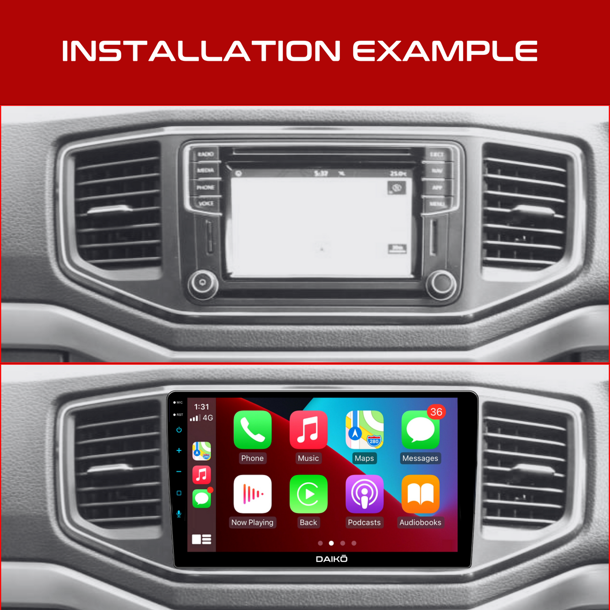 Daiko Car Stereo Carplay Android Auto For Volkswagen Golf Universal
