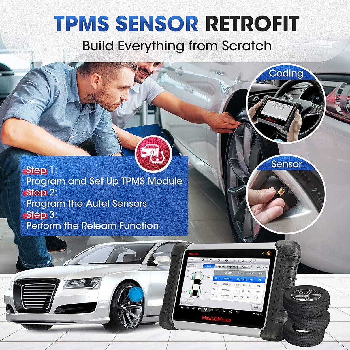 Autel MaxiCOM MK808TS TPMS Scanner With Complete TPMS and Sensor Programming