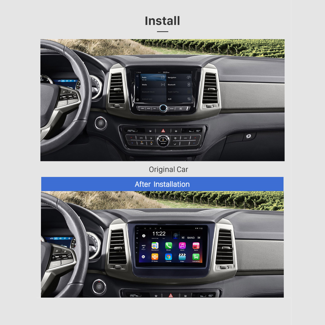 Daiko Car Stereo Wireless Carplay Android Auto For Ssangyong Rexton 2018-2022