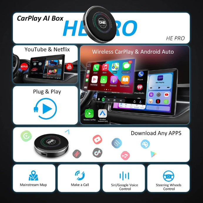 CarPlay AI Box HE PRO HDMI Edition For Wired Carplay Equipped Cars