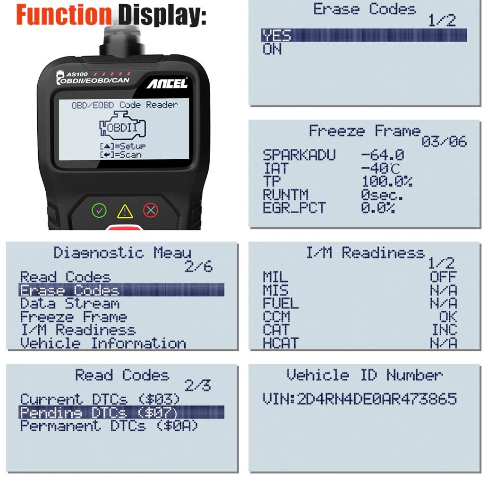 Car Diagnostic Scanner Ancel AS100 OBDII Scanner Check Engine Read Codes