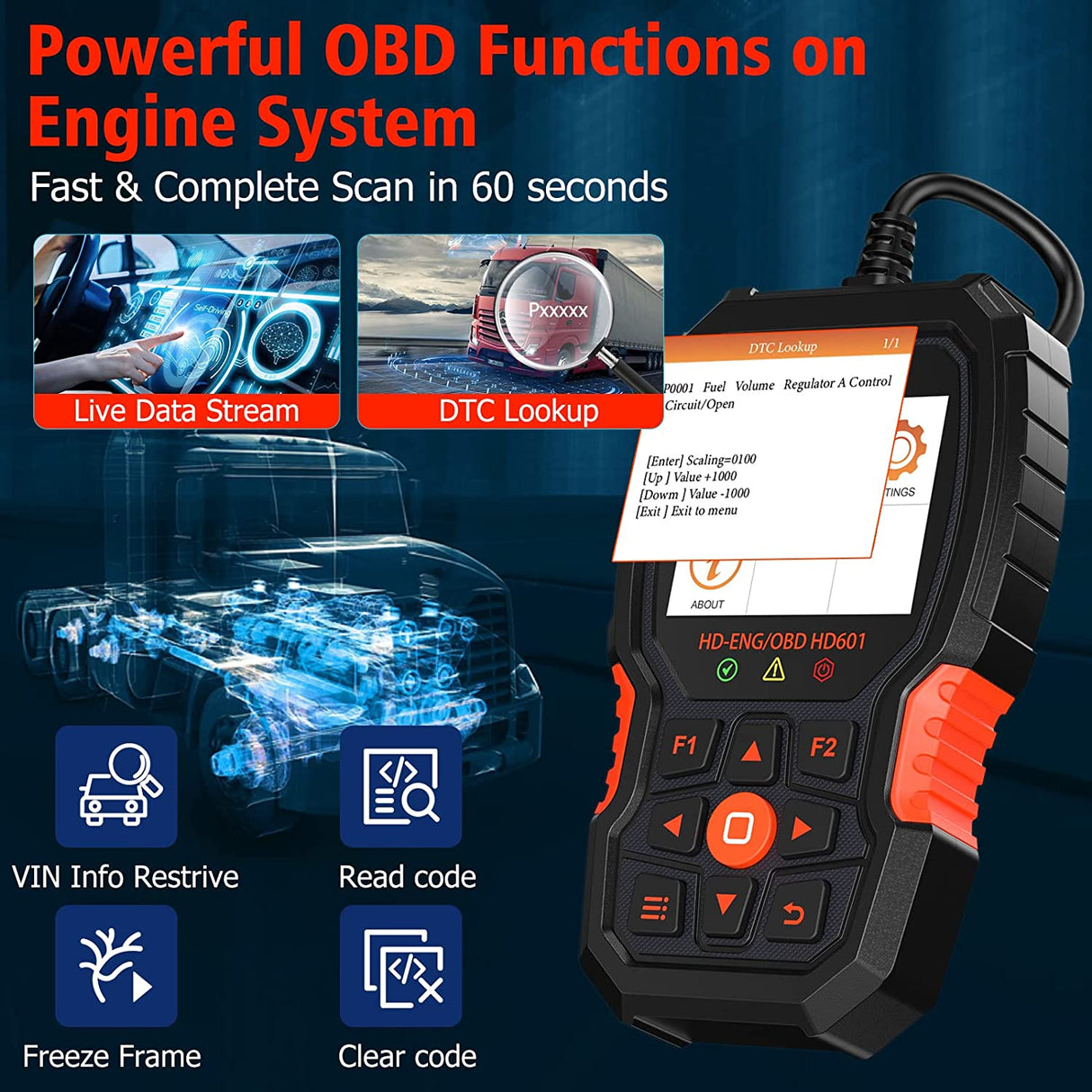 Ancel Heavy Duty Truck And Car Scan Tool All Systems 12V/24V Car Scanner