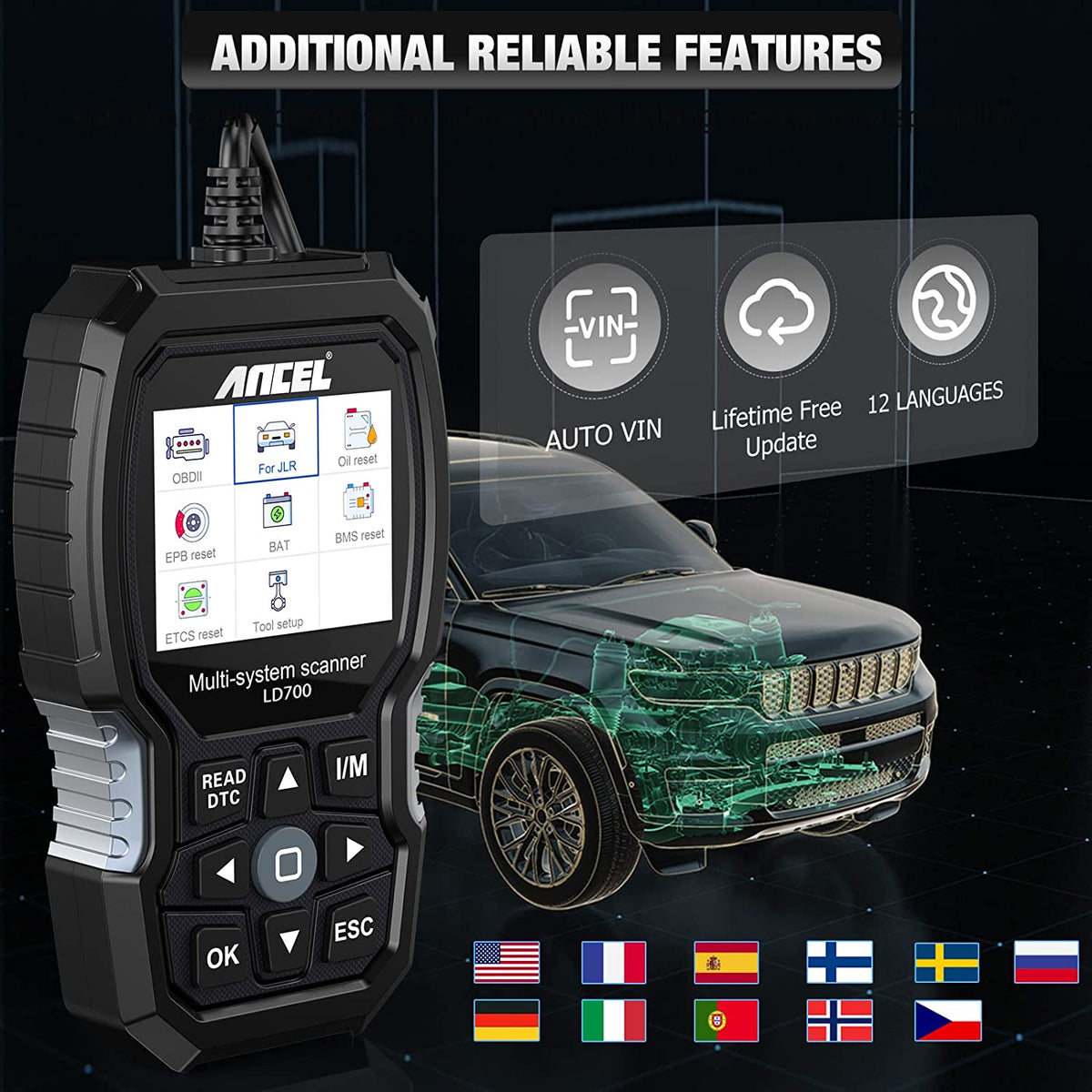 Land Rover Jaguar Scan Tool ANCEL LD700 All Systems 14+ Reset Functions