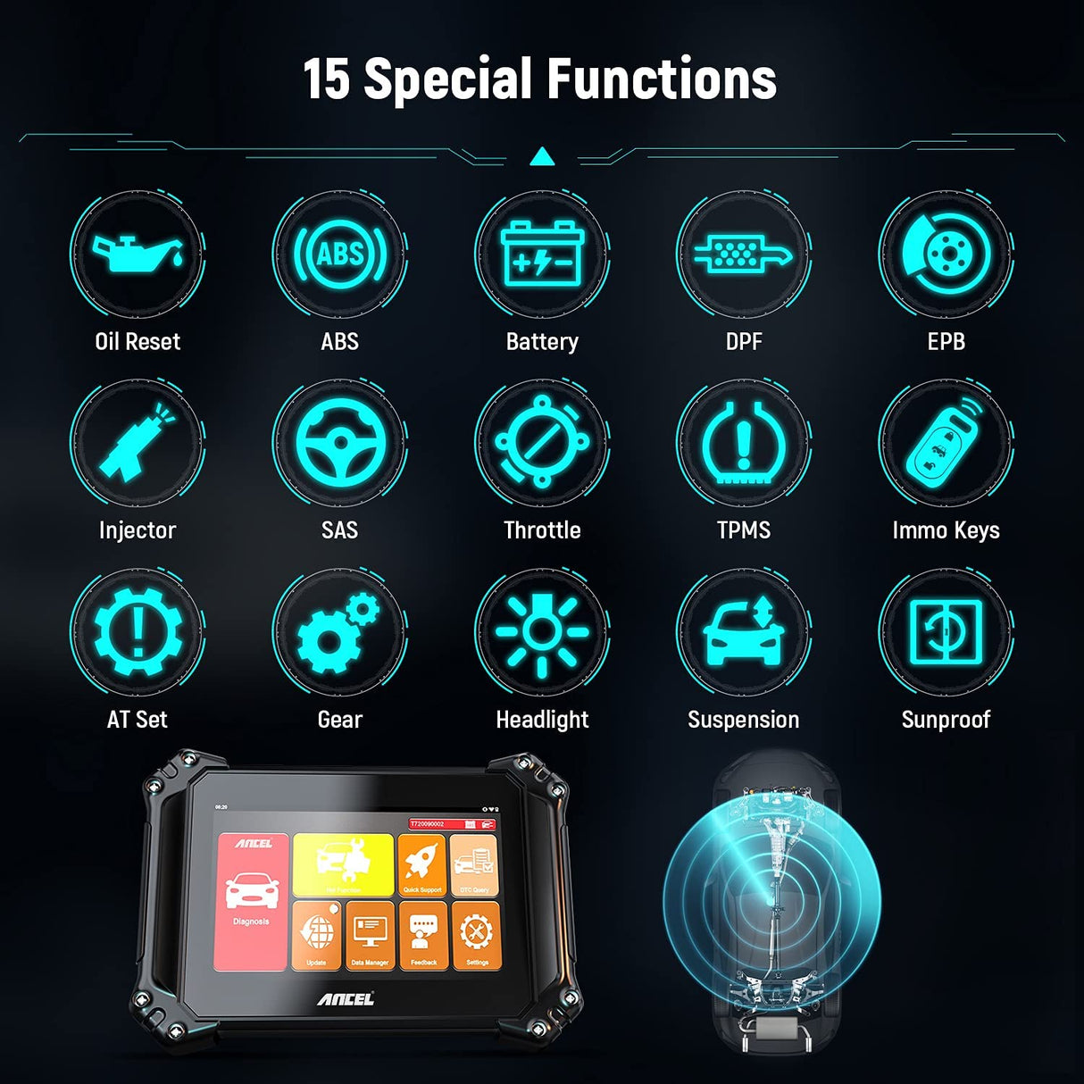 Professional Diagnostic Scanner Ancel V6 Full System OBD2 15 Reset Functions