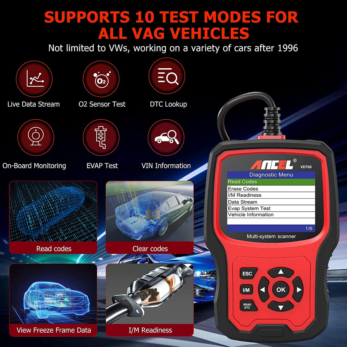 Car Diagnostic Tool For VW Audi Skoda Full System Ancel VD700 Reset Oil TPMS SRS