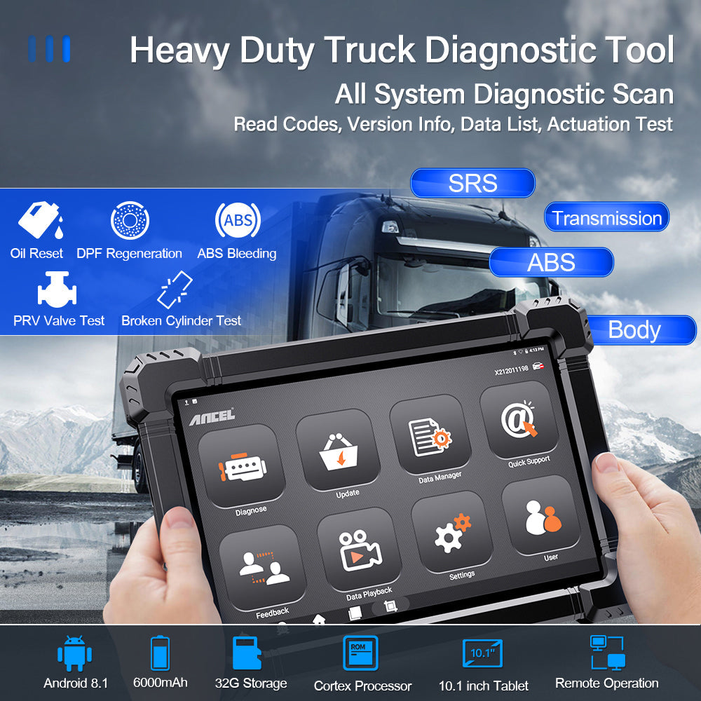 Heavy Duty Truck Diagnostic Scanner Ancel X7 HD Full System 12V 24V