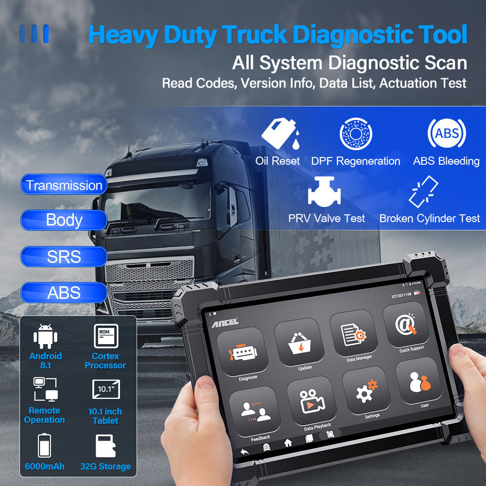 Heavy Duty Truck Diagnostic Scanner Ancel X7 HD Full System 12V 24V