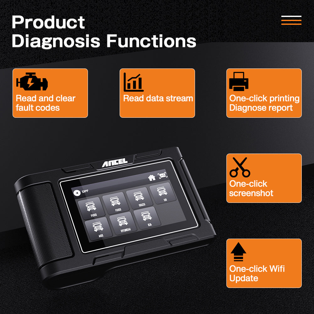 Heavy Duty Truck Scan Tool ANCEL HD3100 All System 12V/24V 2in1 Cars and Trucks