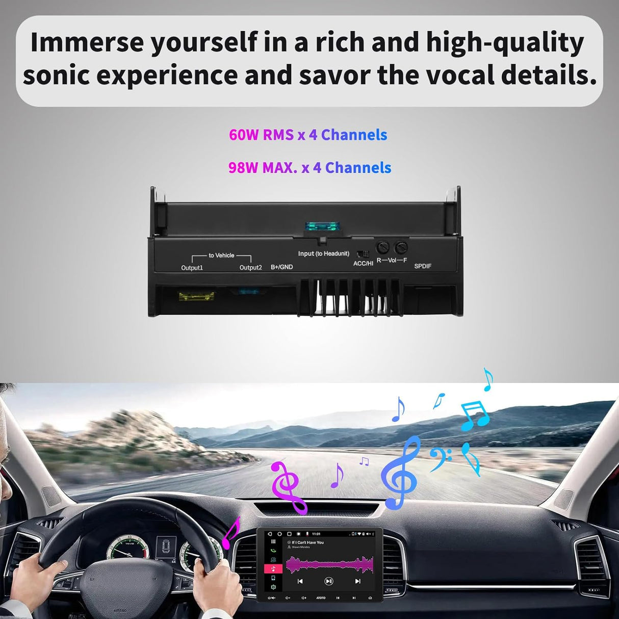 Car Audio Amplifier ATOTO CA-AEC02 4CH Class A/B 392W Max