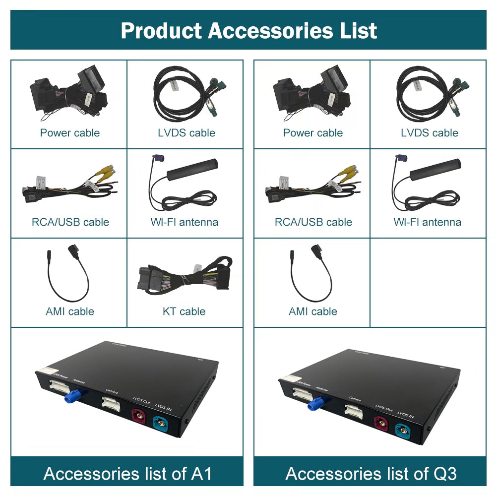 Wireless CarPlay Android Auto Decoder For Audi Q3 2011-2018 With MMI