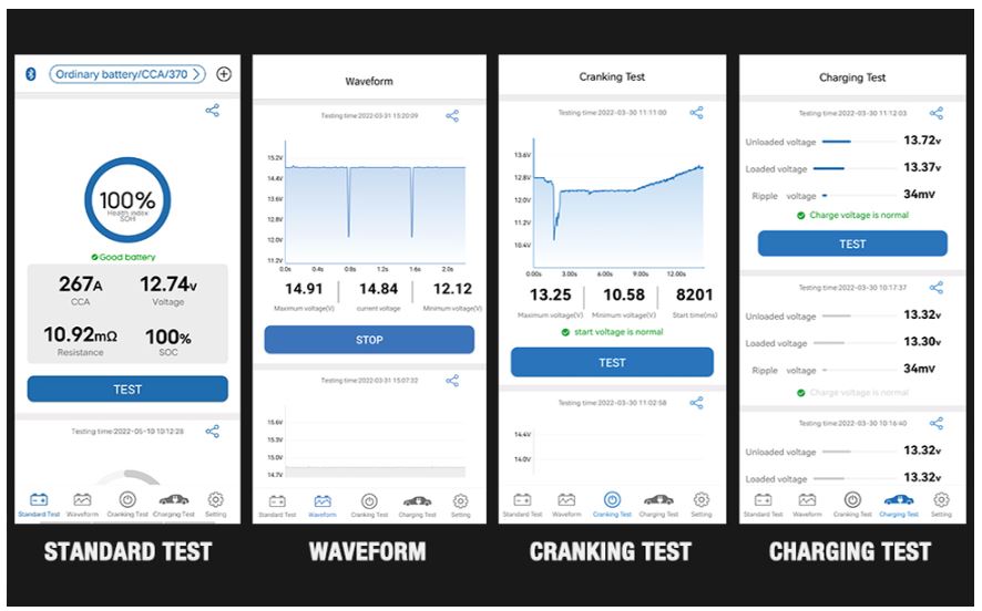 Bluetooth Car Battery Tester 6V 12V KONNWEI BK100 100-2000 CCA Load Tester