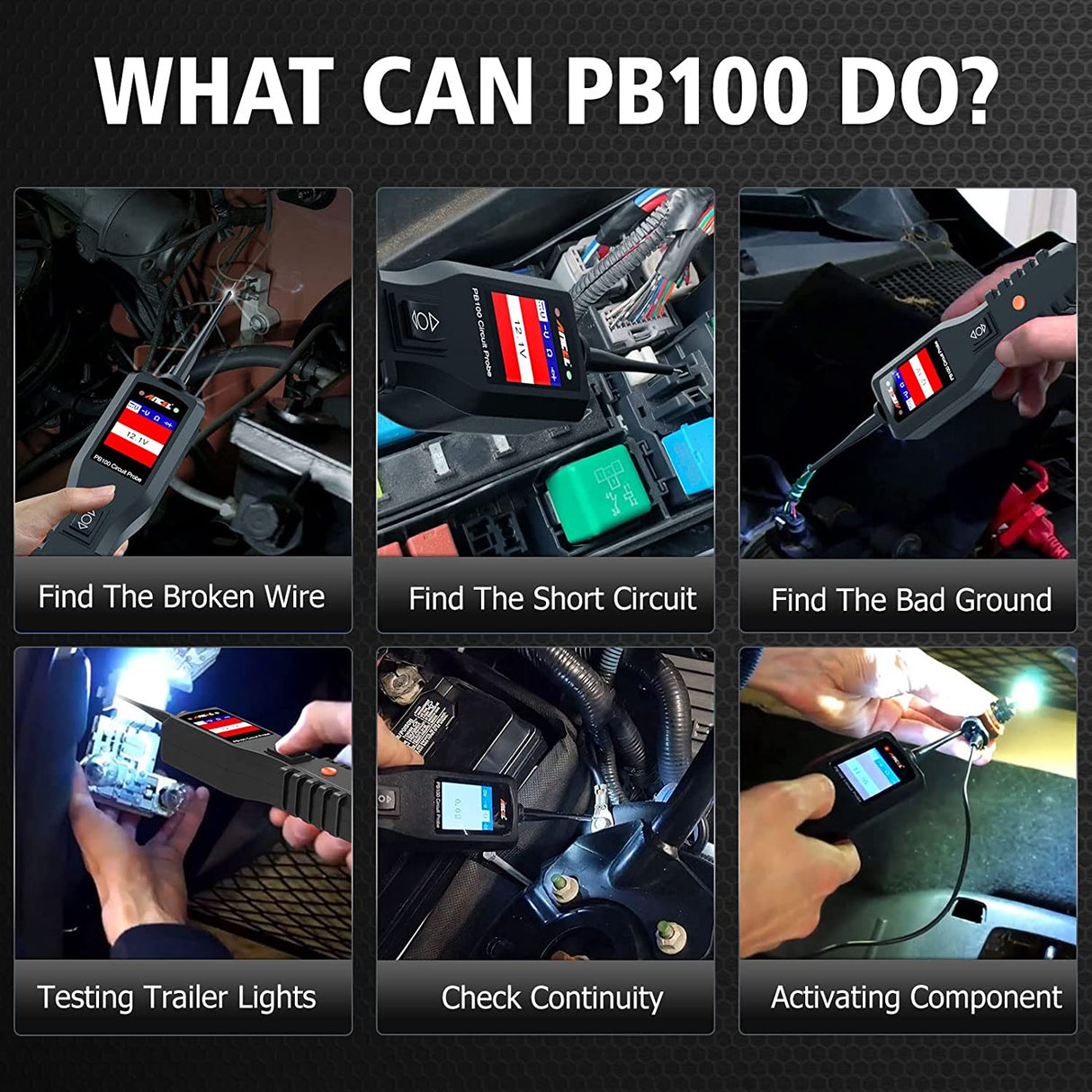 Automotive Power Circuit Probe Tester 12V 24V ANCEL PB100 Electrical Test Tool