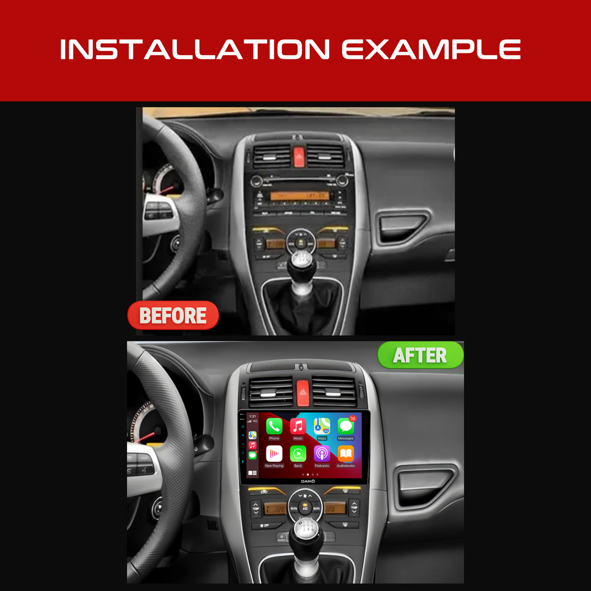 Daiko Car Stereo Wireless Carplay Android Auto For Toyota Auris Blade 2006-11
