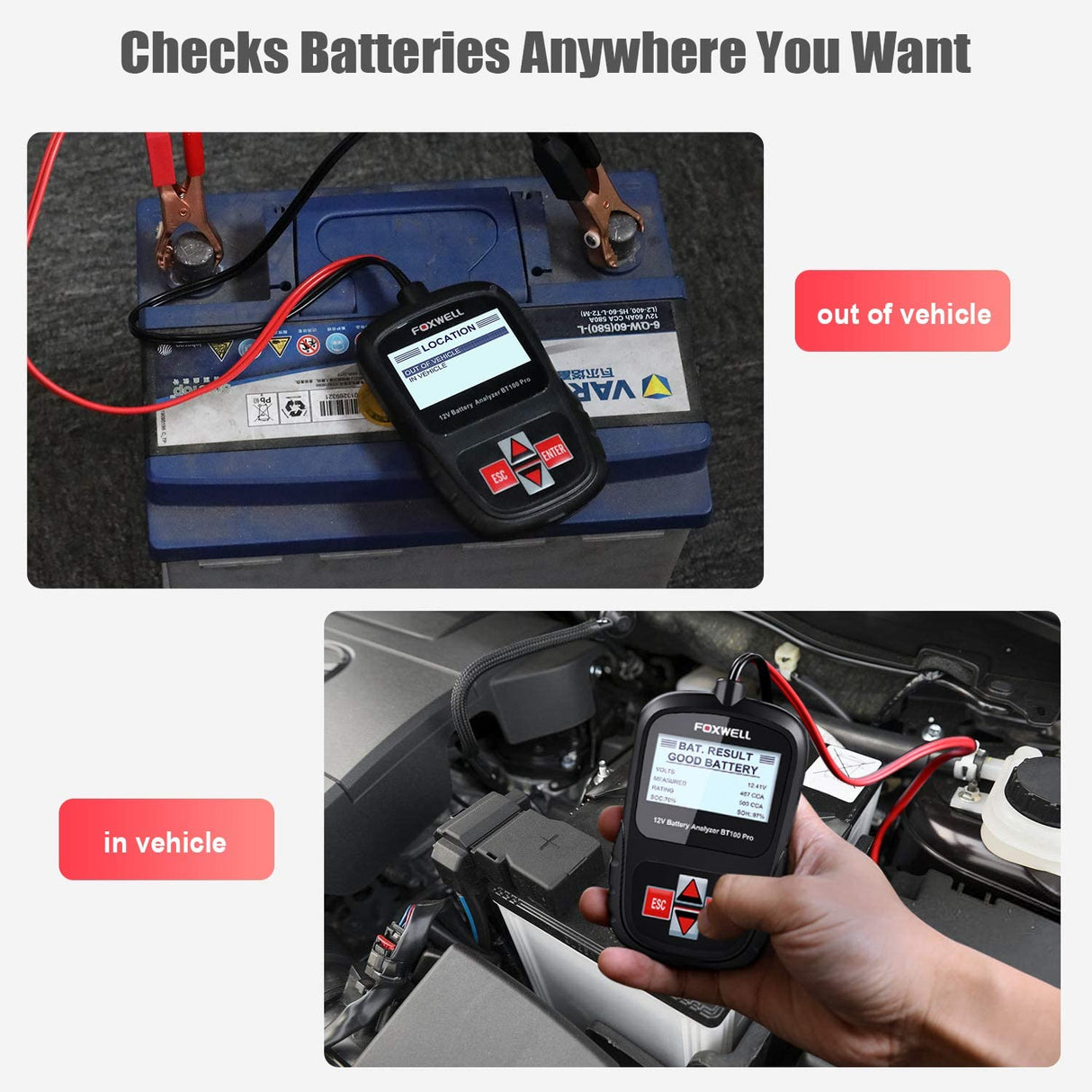 Foxwell BT100 PRO 6V 12V Car Battery Health Analyzer Diagnostic Tool