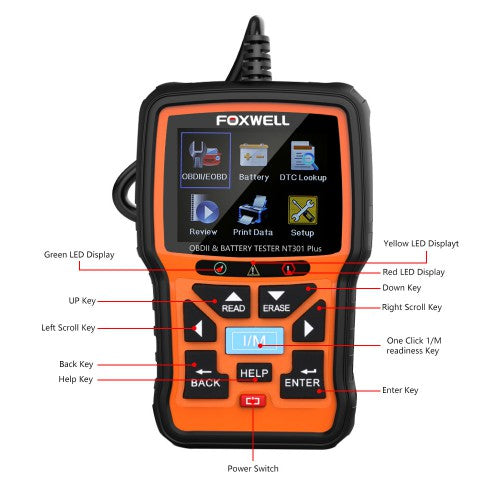 Foxwell NT301 PLUS OBDII/EOBD Code Reader With Battery Tester