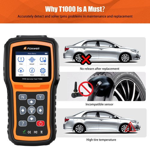 Foxwell T1000 TPMS Diagnostic Tool Tyre Pressure Sensors Trigger