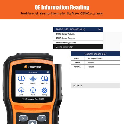 Foxwell T1000 TPMS Diagnostic Tool Tyre Pressure Sensors Trigger