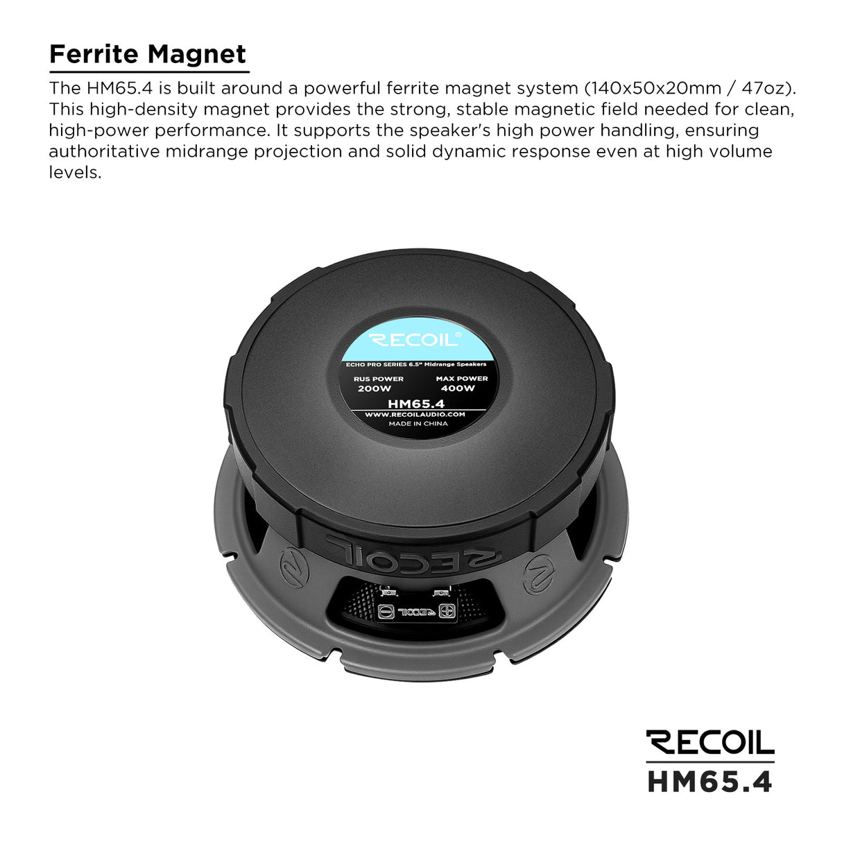 Recoil HM65.4 6.5inch PRO Midrange Speaker 200W RMS 400W Max Carbon Fiber