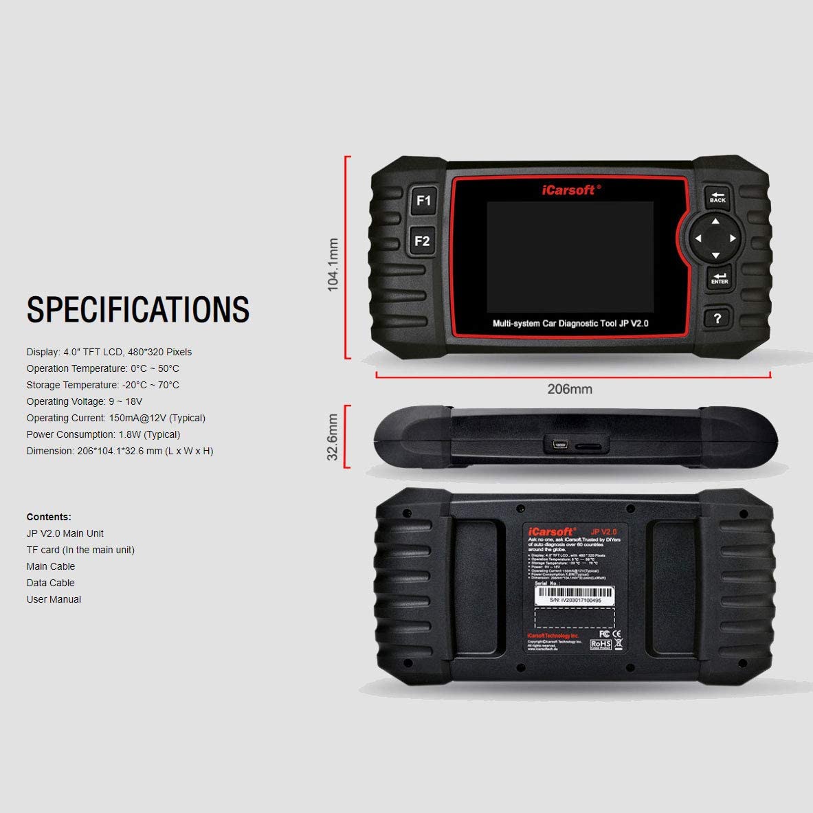 Scan Tool iCarsoft JP V2.0 for Toyota/ Mazda/ Nissan/ Mitsubishi etc. OBD2/JOBD